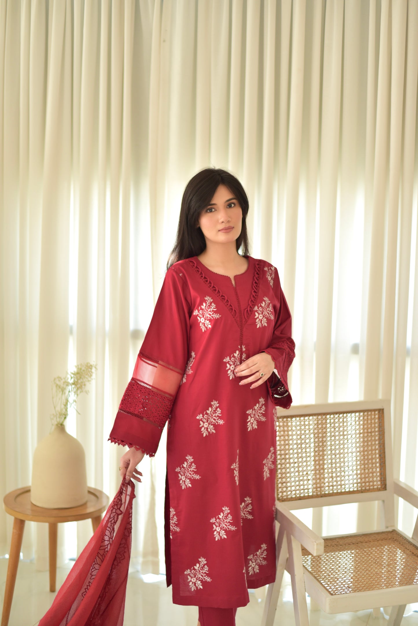 Maroon Mehr Set