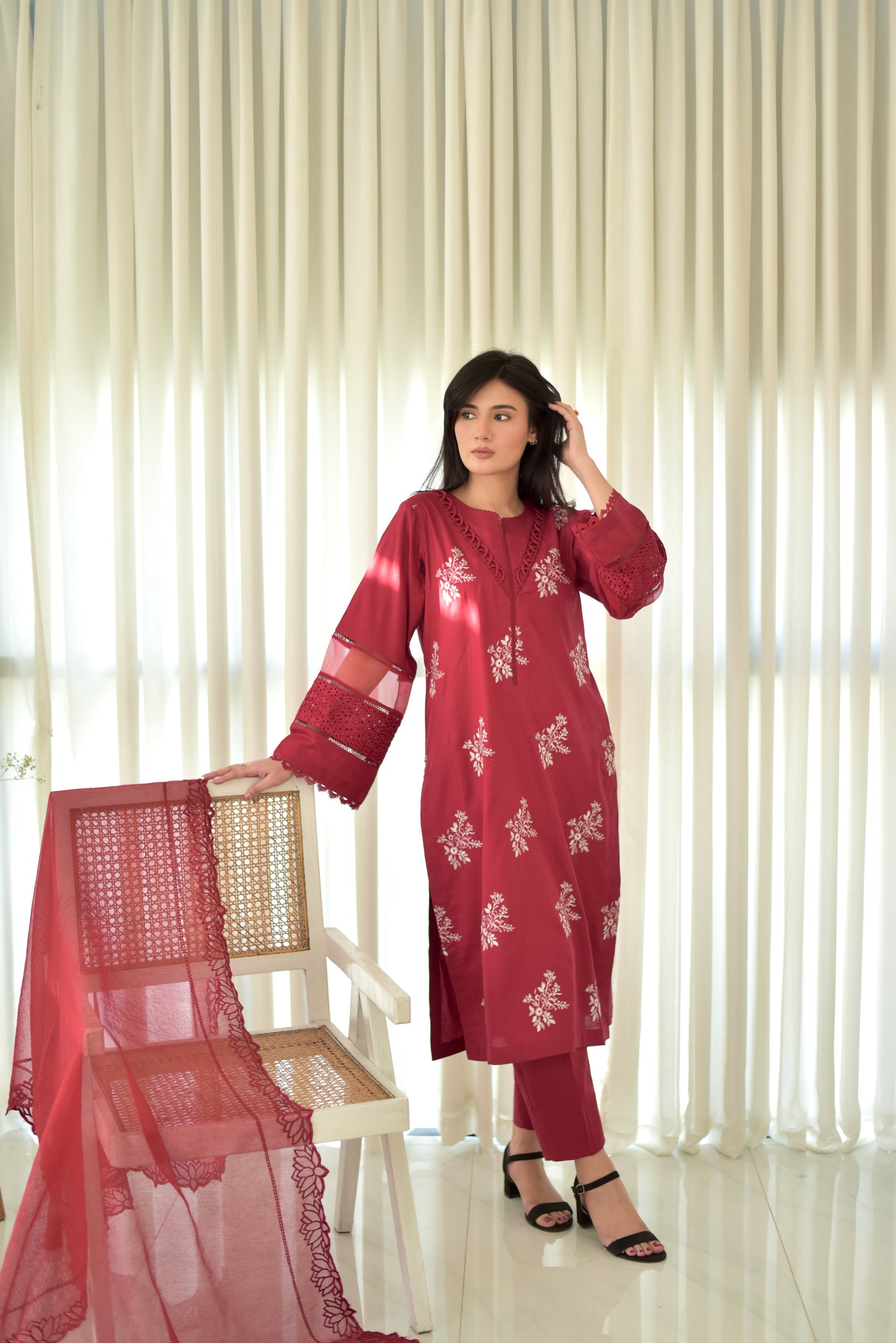 Maroon Mehr Set